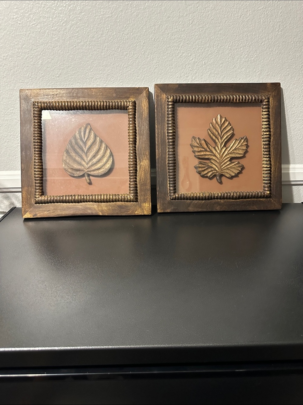 Set of Two Brown and Gold Leaf Accent Frames - Home Accents